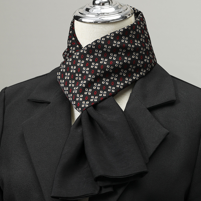 Écharpe pour hommes Imitation soie cou écharpe petit costume carré col de chemise costume cou affaires mince écharpe