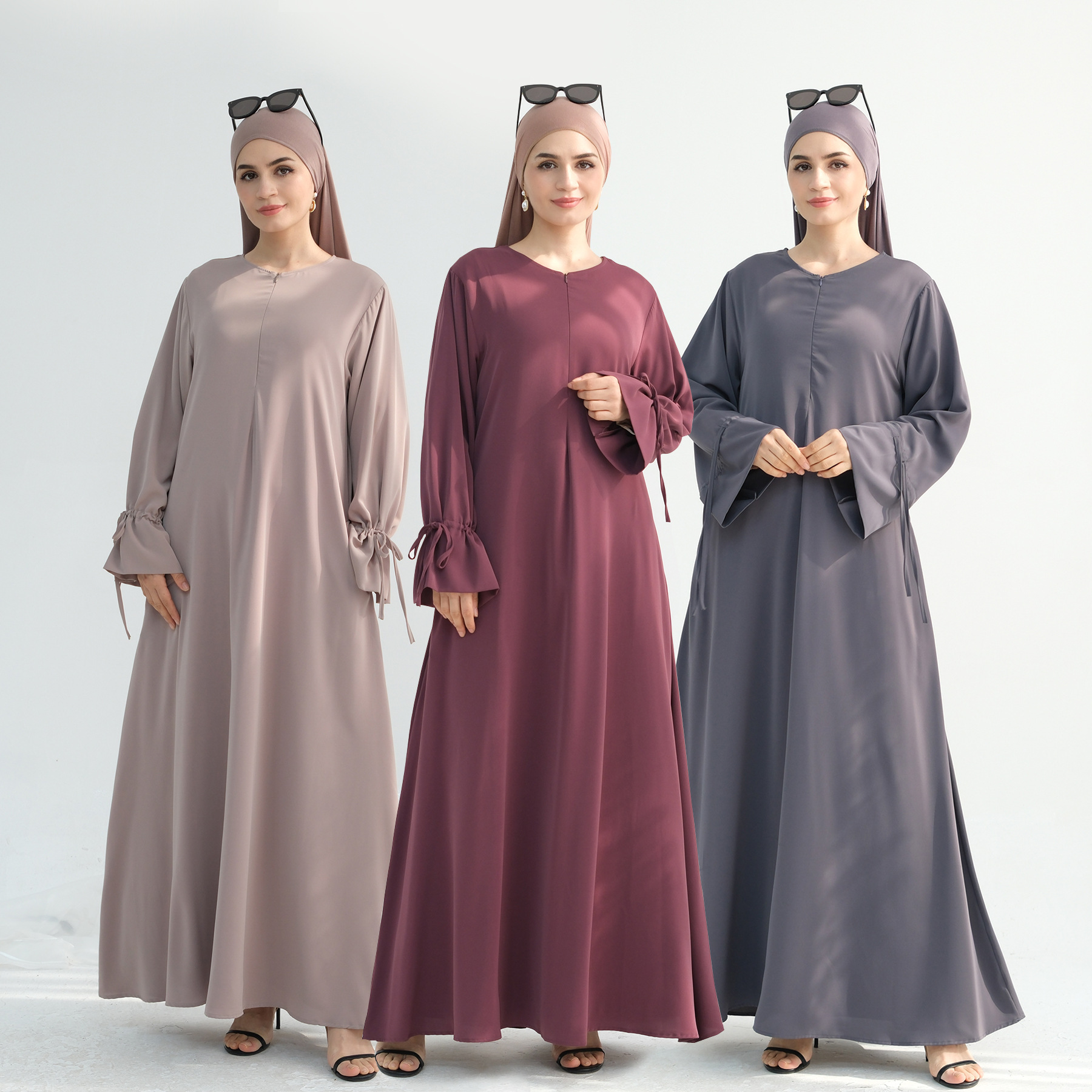 Robe longue pour femme Eid à manches évasées, Abaya musulmane, Jalabiya, Robes longues de Ramadan, Robes de soirée à nœud, Robe longue arabe, Caftan Maroc Dubaï