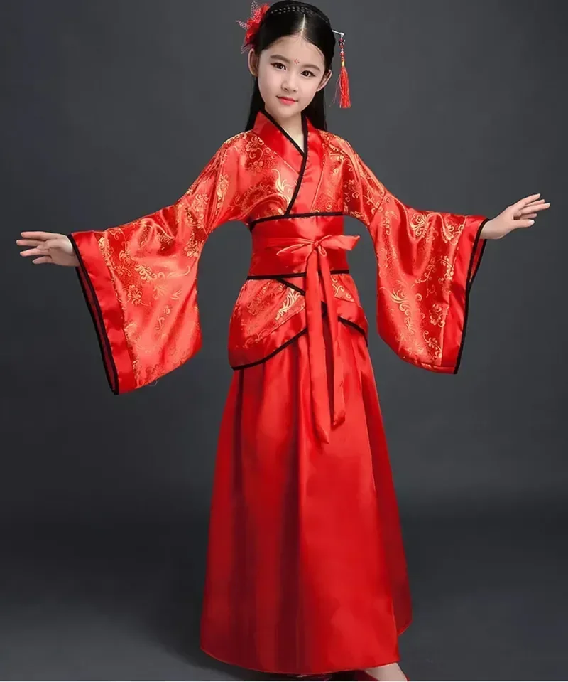 Robe filles enfants Kimono traditionnel ethnique ventilateur étudiants chorale danse Costume japonais Yukata Kimono Style ancien chinois