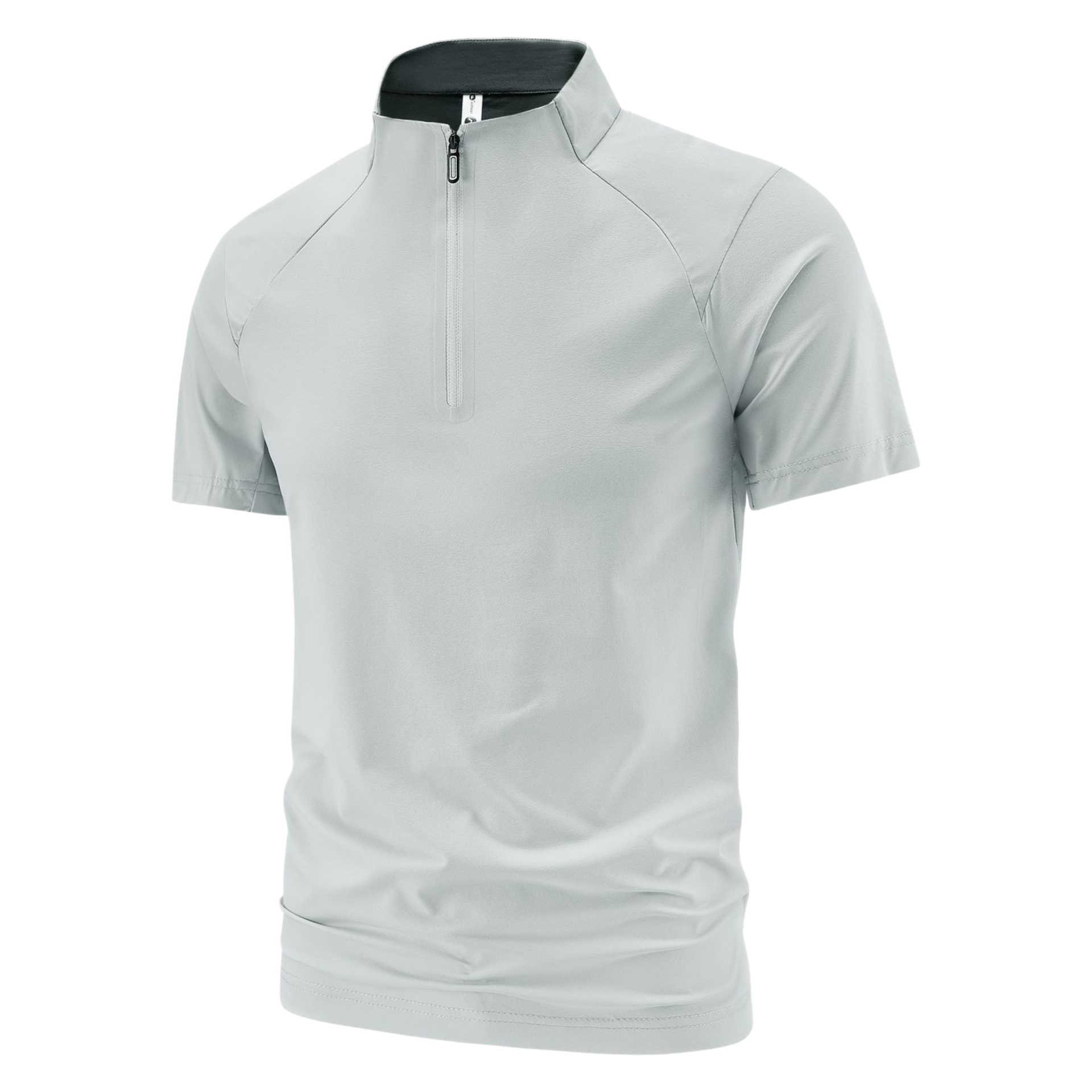 T-shirt à manches courtes en soie glacée pour homme, col montant, séchage rapide, vêtement de sport décontracté d'été, en tissu nylon, coupe confortable