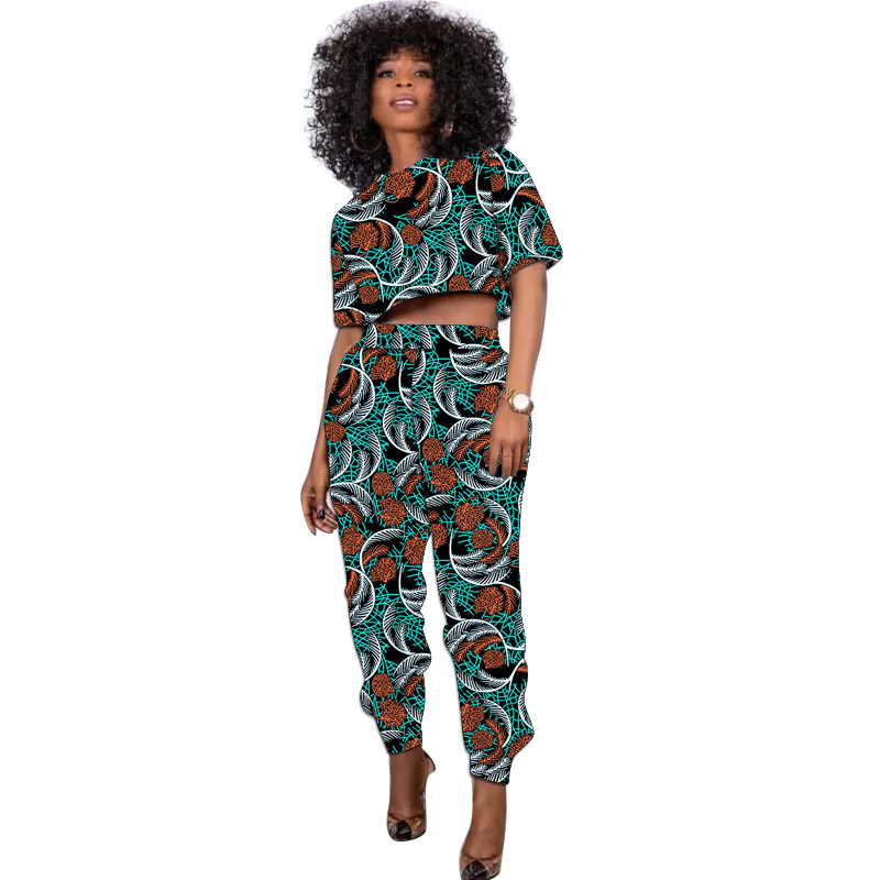 Tenue imprimée africaine pour femmes, ensemble court en Y, pantalon de jogging, vêtements féminins décontractés Ankara, été