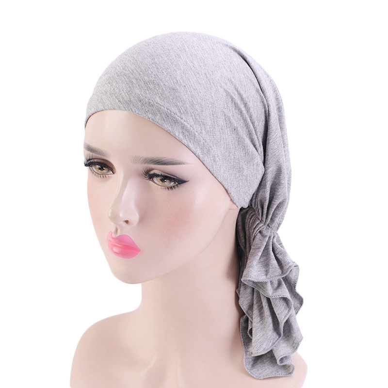 Écharpe pré-nouée en bambou musulman pour femme, bonnet chimio, casquettes, chapeau turban, vêtements de sauna, écharpe ronde, bandanas cancer, accessoires pour cheveux