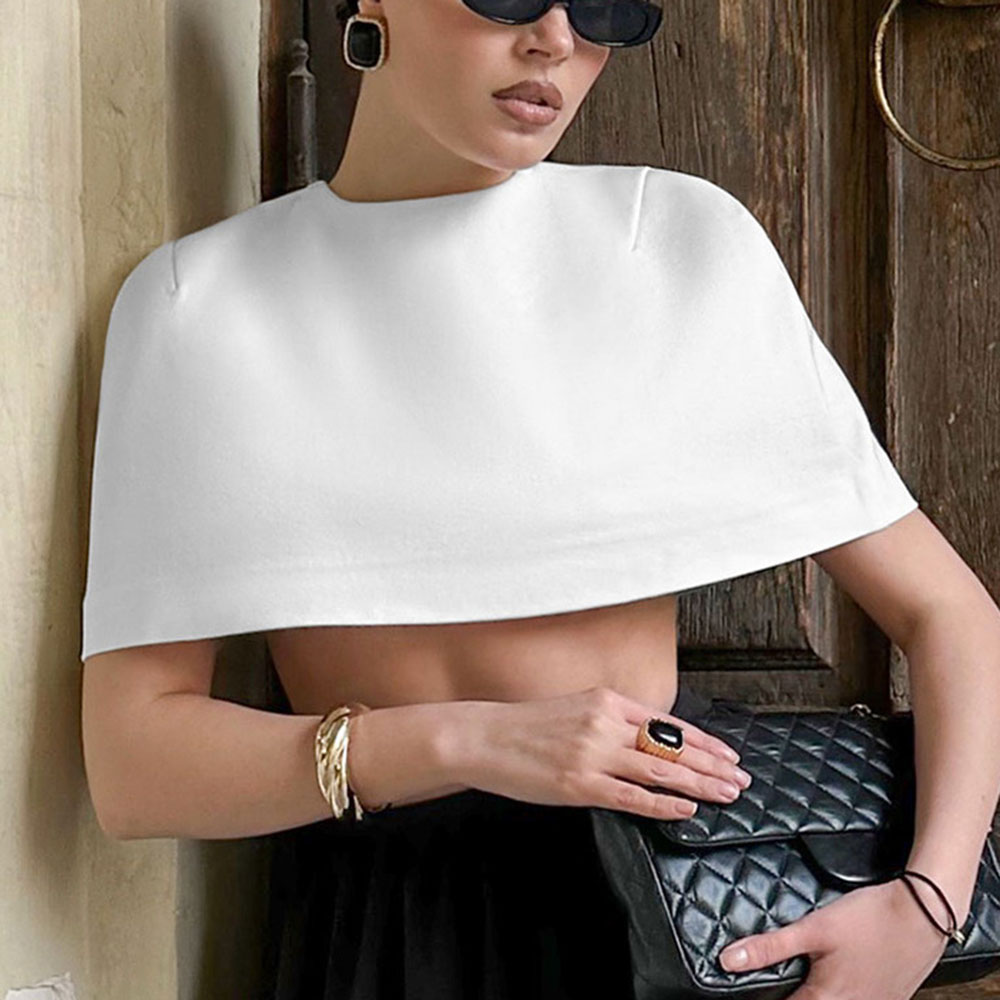 Cape élégante pour femme, style classique, col roulé, courte, pour soirée, club, fête, châle, écharpe