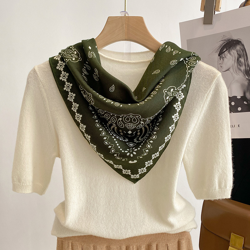 Écharpe carrée imprimée de luxe pour femme, 2024 coton, châle de printemps, enveloppes pour cheveux, main, poignet, sauna, kerchepostal, hijab, bandana, 70cm