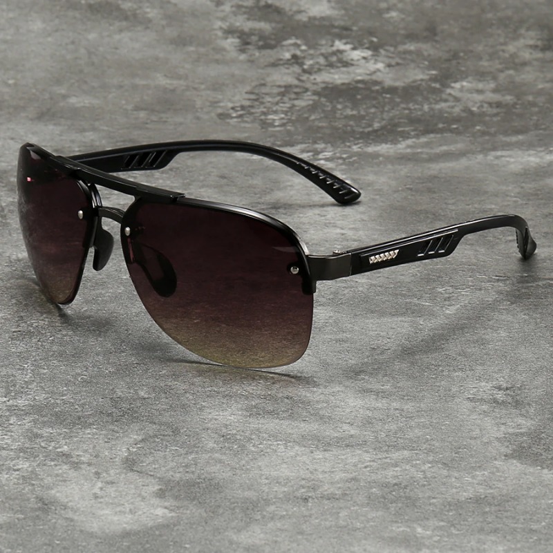 Lunettes de soleil métalliques à verres dégradés tendance pour hommes et femmes, grande monture, pour la pêche, la conduite, le VTT et les activités de plein air, lunettes de protection