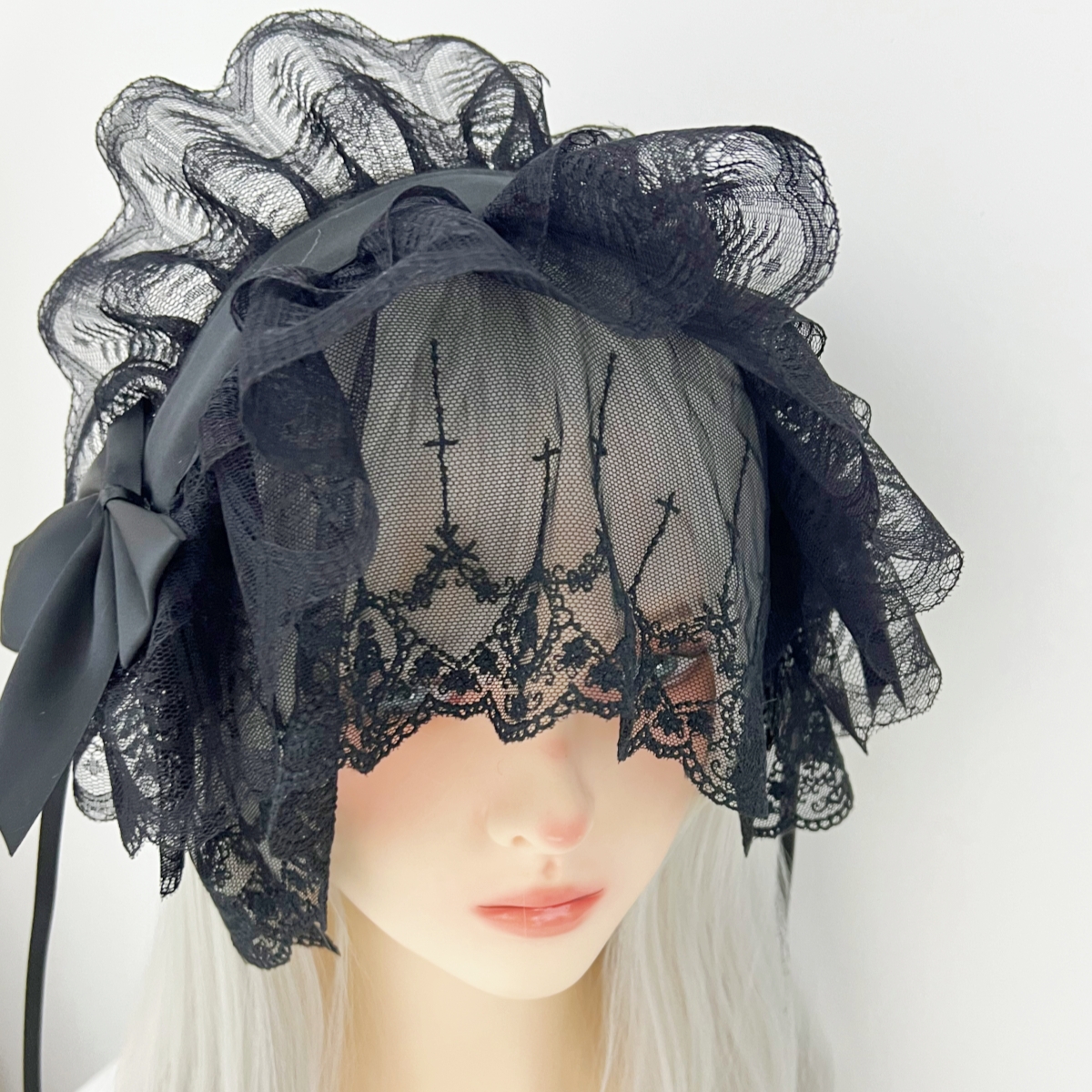 Serre-tête Voile Gothique Lolita, Accessoire Cheveux Femme, Nœud Élégant Vintage, Mode Quotidienne Lolita, Coiffe de Soubrette Cosplay