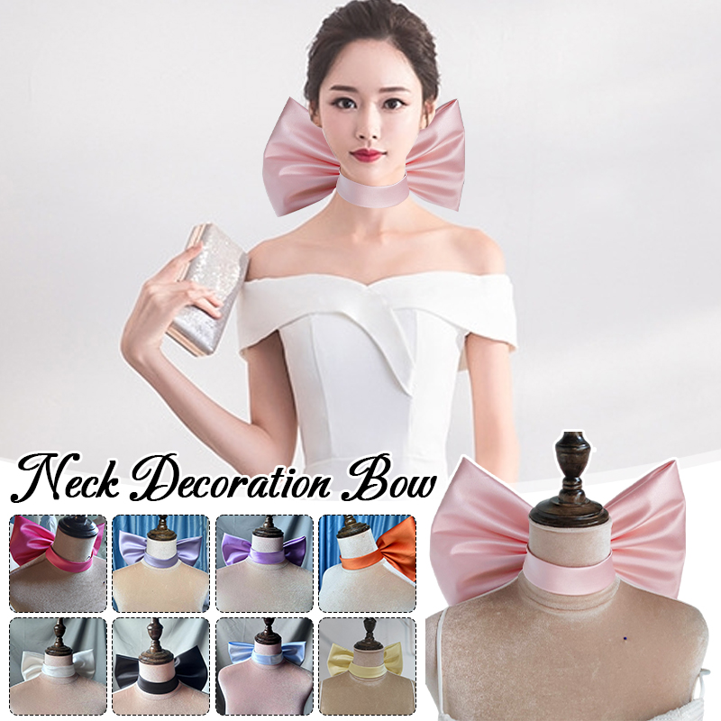 Noeud de décoration de cou élégant pour patients, accessoires de robe de mariée, nœud de cou dans le dos, décor de fête, gros nœud papillon en satin, accessoires photo