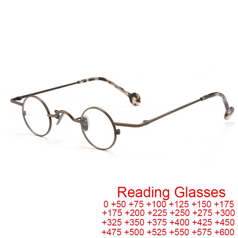 Lunettes de lecture rondes Steampunk en métal pour hommes et femmes, petite monture Anti lumière bleue presbyte rétro Vintage, verres transparents UV400