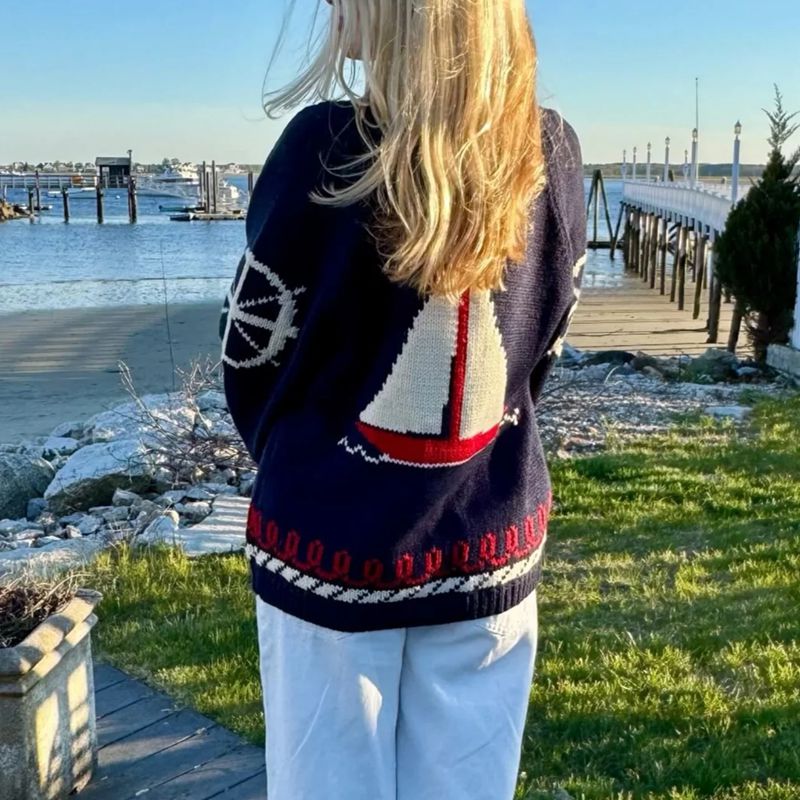 Cardigan à col châle pour femmes, manches longues, col en V, imprimé graphique esthétique Y2K, pull boutonné, manteau en tricot