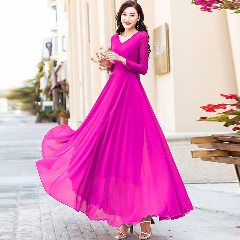 Robe de plage en mousseline de soie pour femmes, grande balançoire, manches longues, vacances en bord de mer, Slim, Super féerique, style bohème, nouvelle collection été 2026