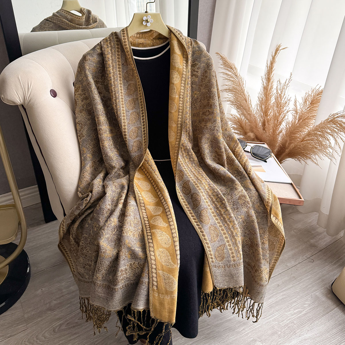 Écharpe de styliste pour femmes, marque de luxe, Style bohème, châle Jacquard, motif Paisley, Hijab musulman, Pashmina, protection solaire, 2025