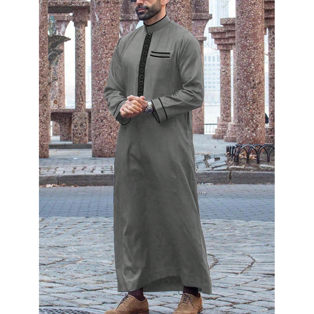 Nouvelle Robe musulmane traditionnelle pour hommes, noire, élégante, de luxe, brodée, Simple, décontractée, ample