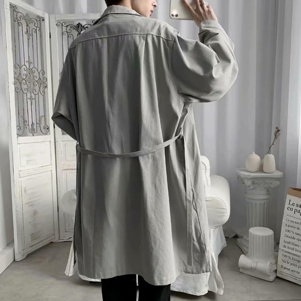 Manteau long à boutonnage boutonné de style coréen pour hommes, coupe-vent masculin, trench-coat d'affaires, pardessus décontracté, printemps