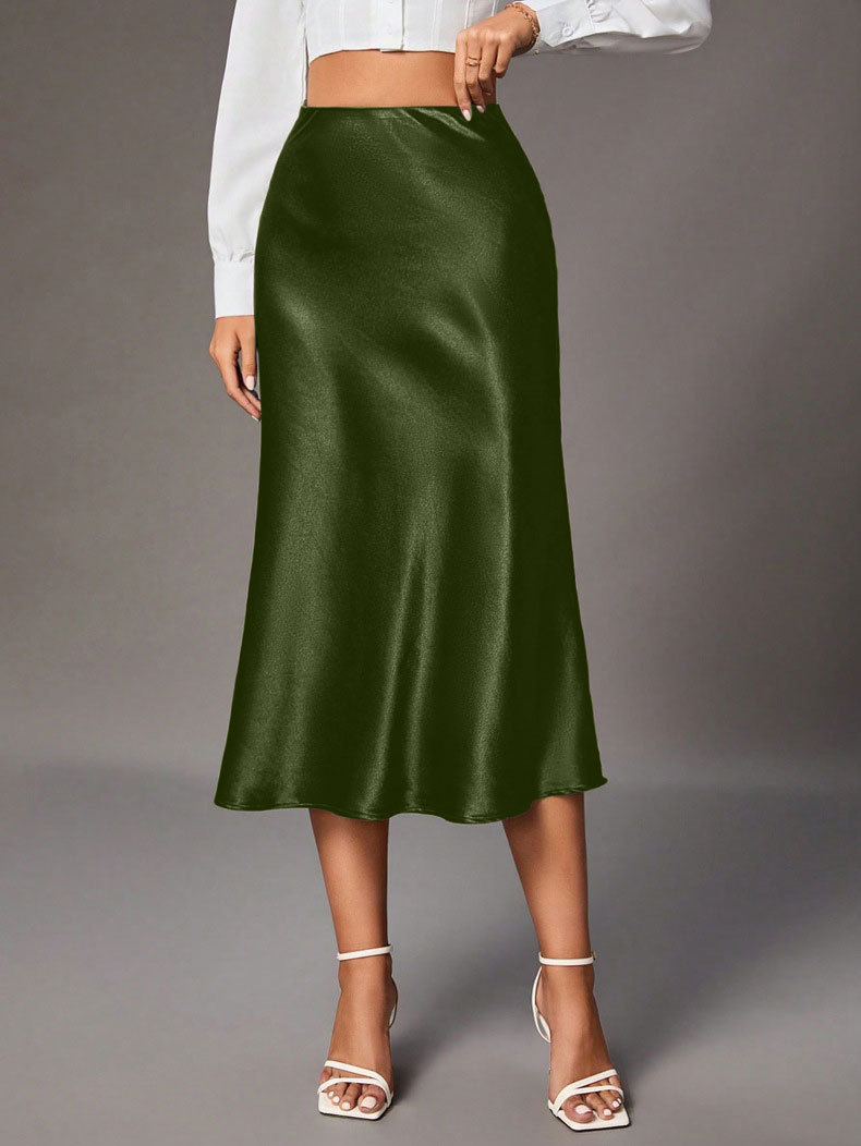 Nouvelle jupe en satin pour femme 2026, jupe haut de gamme en imitation soie, style européen et américain