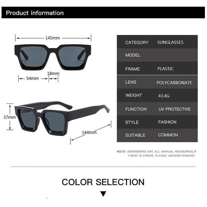 Lunettes de soleil carrées vintage pour hommes et femmes, monture noire grande, style rétro, lunettes de soleil de créateur, lunettes de conduite, protection UV400 pour hommes