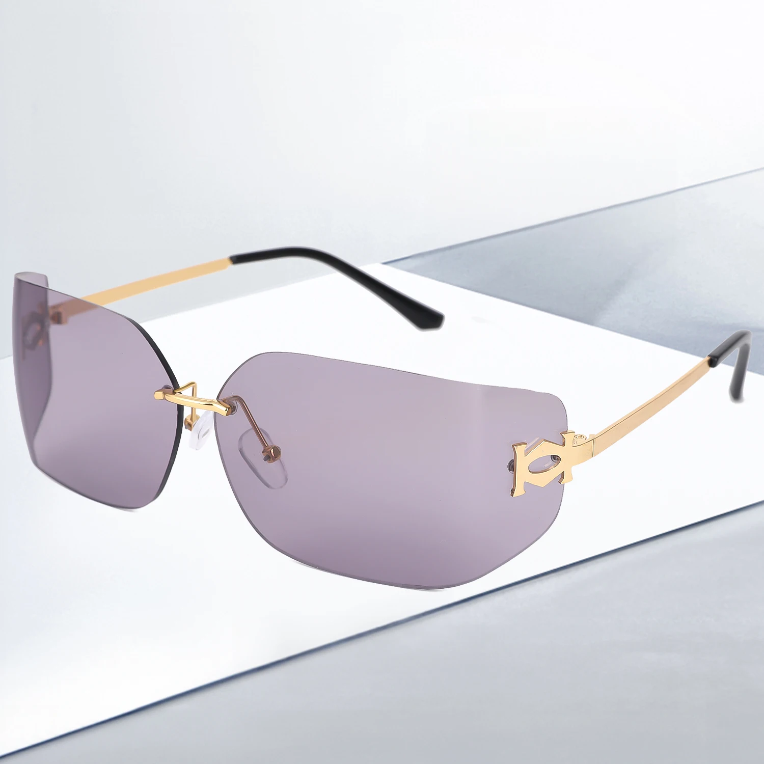 Lunettes de soleil rectangulaires sans monture pour femmes, lunettes de soleil sans monture, design de luxe, lunettes de soleil pour femmes, UV400