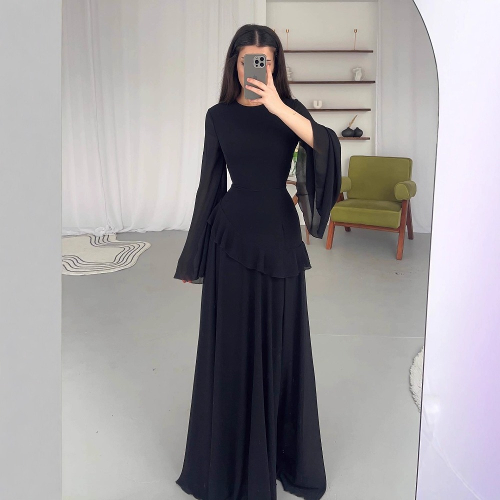 Robe Maxi de soirée pour femmes, coupe cintrée, col rond, manches longues, taille serrée, élégante, automne 2024