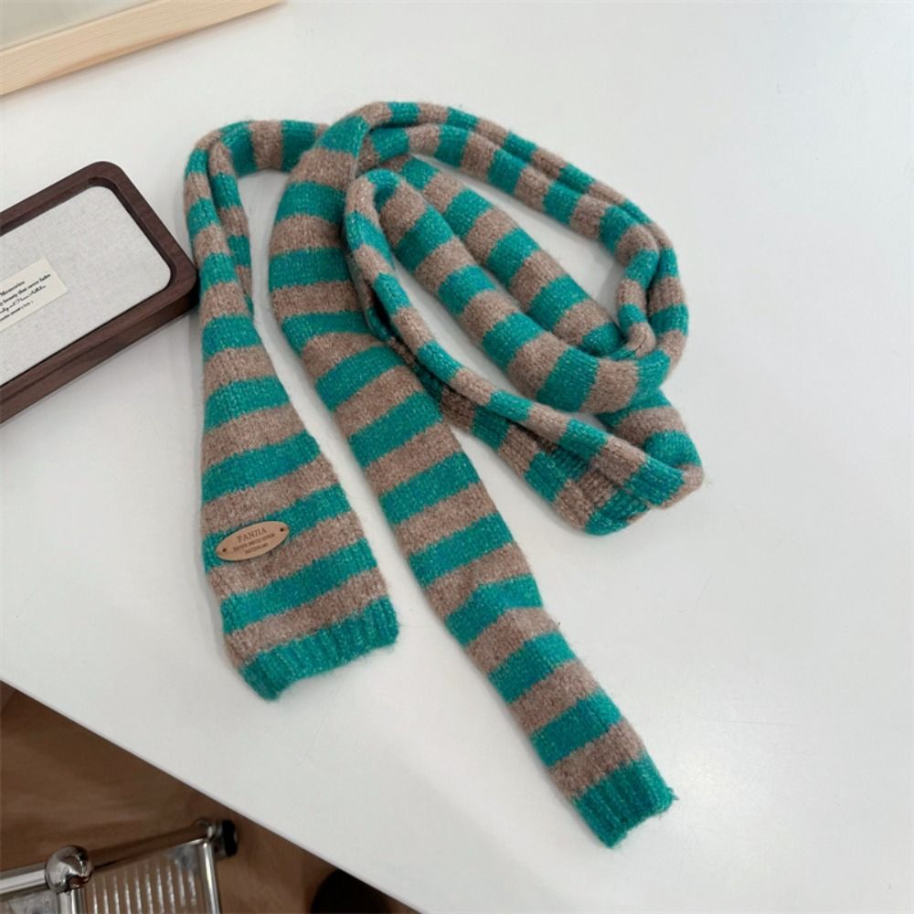 Foulard Long en coton à rayures noires et grises pour femmes, foulard décoratif Slim, chaud, tricoté, mode Streetwear
