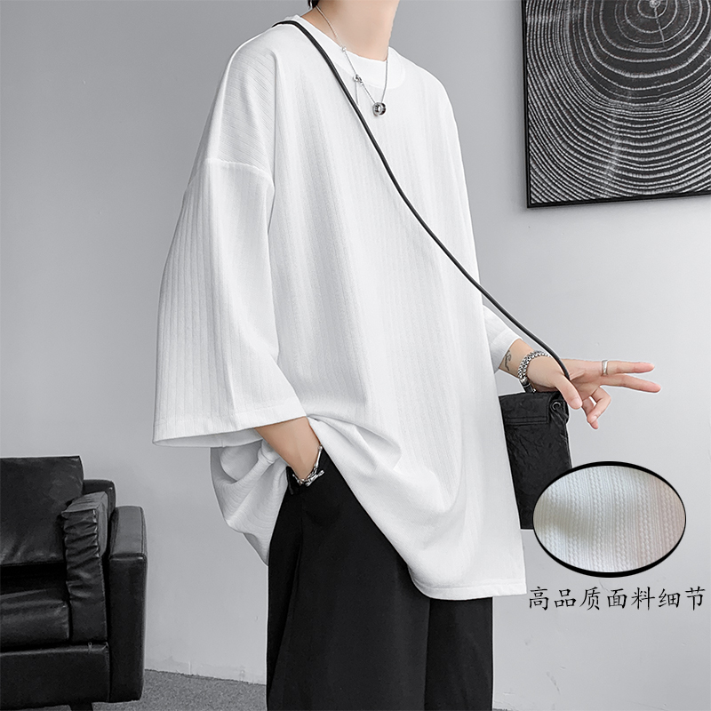 T-shirt ample pour homme en soie glacée, collection été 2026, manches courtes, style Harajuku, couleur unie, simple, pour le quotidien