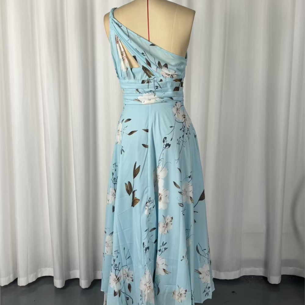 Nouvelles Robes 2026 pour Femme – Élégante Robe de Soirée Asymétrique à Imprimé Floral, Sans Manches, Confortable et Style Simple