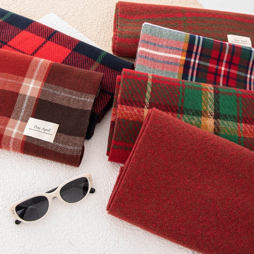Écharpe rouge de noël pour femmes, Imitation cachemire, imprimé à carreaux, en peluche, tendance, châle chaud Premium, à pampilles
