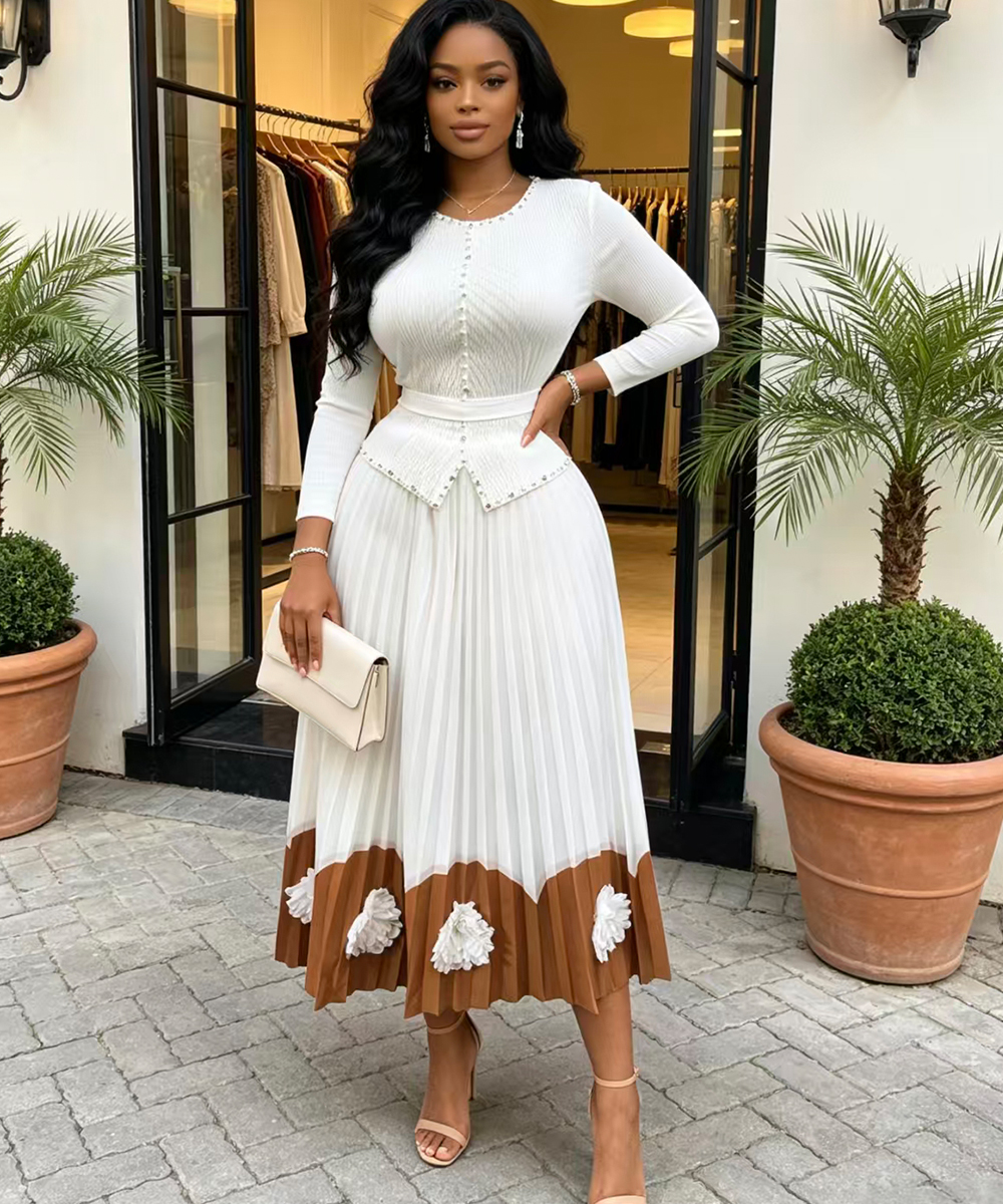 Robe de soirée africaine traditionnelle pour femme, robe africaine Dashiki plissée, élégante et féminine.