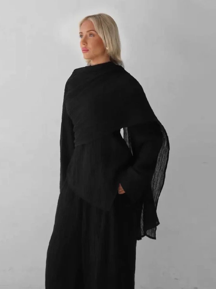Abayas pour femmes plaine 2 pièces Abaya Damen dubaï hauts pantalon modeste ensemble musulman Islam Robe Caftan Marocain Femme Musulmane caftan