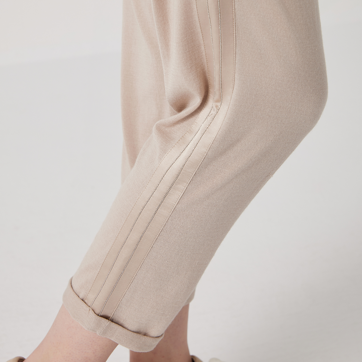 BC1101 Pantalon de luxe en laine mérinos mélangée de soie pour femme Pantalon long de haute qualité 30% soie 70% laine
