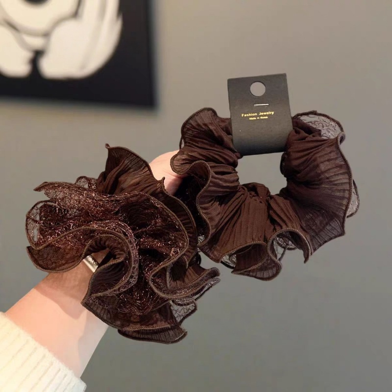 Grands chouchous pour femmes, bandeaux en dentelle, nouveaux élastiques à cheveux en maille, grands attaches-queue de cheval élégants, accessoires capillaires