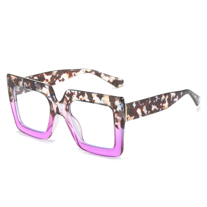 Lunettes Anti-lumière bleue colorées pour femmes, carrées surdimensionnées noires, monture optique, lentille transparente, lunettes féminines
