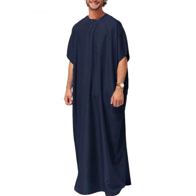 Robe musulmane à manches courtes pour hommes, Robe arabe du Moyen-Orient, Dubaï, Robe de luxe, Pakistan, Vêtements marocains pour hommes, Nouveau, 2024
