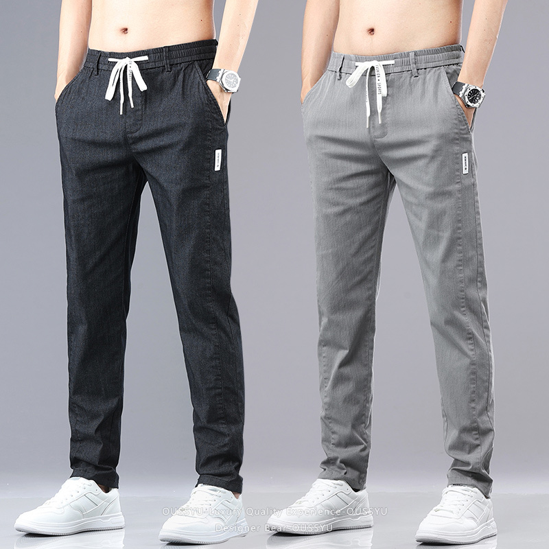 Pantalon Chino Cargo en Twill pour Homme, Taille Élastique, Couleur Unie, Coton Classique, Style Décontracté et Habillé, Collection Été 2026 de la Marque [Nom de la Marque]
