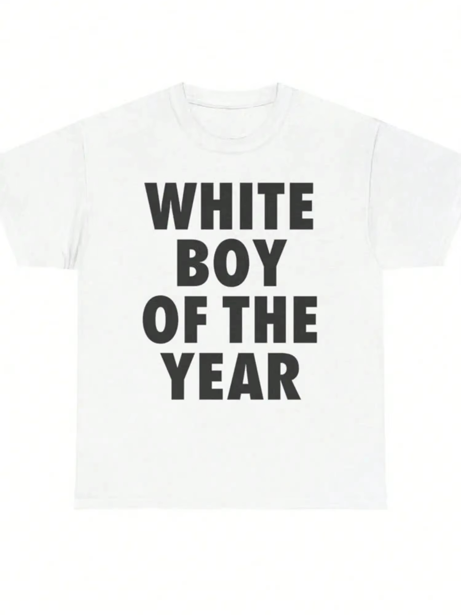 T-shirts WHITE BOY OF THE YEAR – Style Rétro Décontracté Streetwear Vintage, T-shirt Ample à Imprimé Géométrique, Col Rond, Manches Courtes, Tendance
