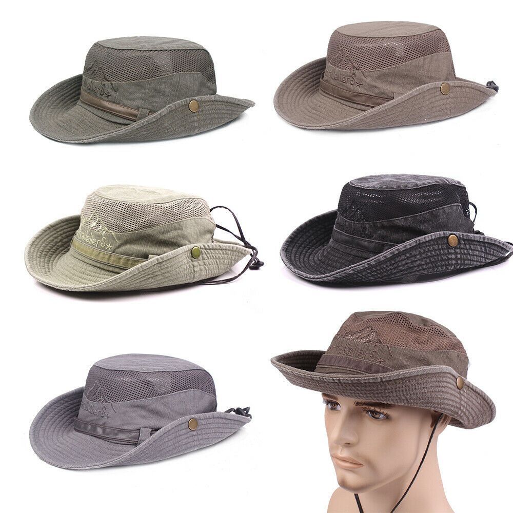 Chapeau de Protection solaire respirant à large bord pour hommes et femmes, chapeau de Jungle, seau, casquette de pêche