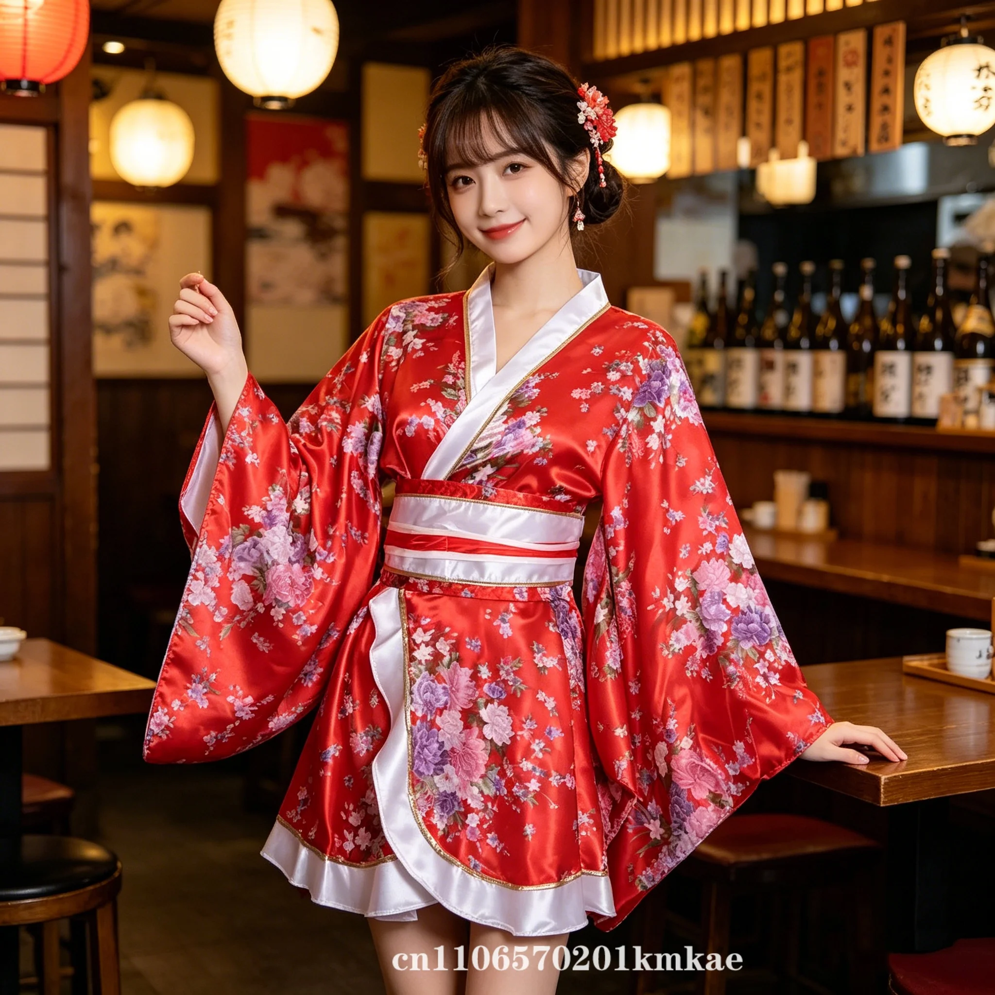Nouveau Kimono court pour femme, style japonais, imprimé, Yukata amélioré, costume de scène, cosplay