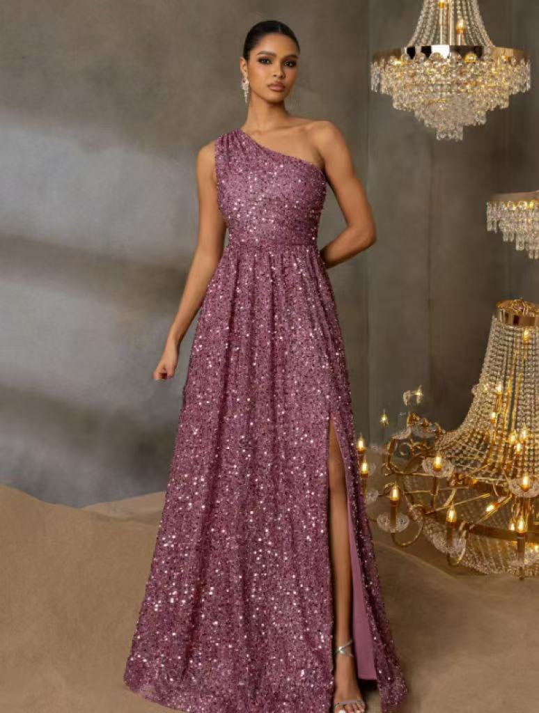 Robe de soirée élégante à une épaule pour femme – Parfaite pour les fêtes