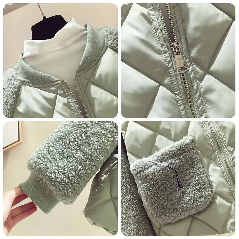 Parka d'hiver pour femmes, Imitation de poils d'agneau, manteau élégant et ample pour dames, mode épissage, veste courte et confortable, nouvelle collection 2025