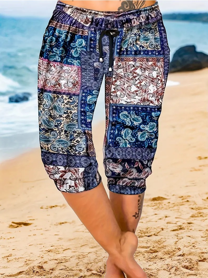 Pantalon court imprimé pour femme, grande taille, 1XL-5XL, proximité, wstring, décontracté, adt et sport, fermeture
