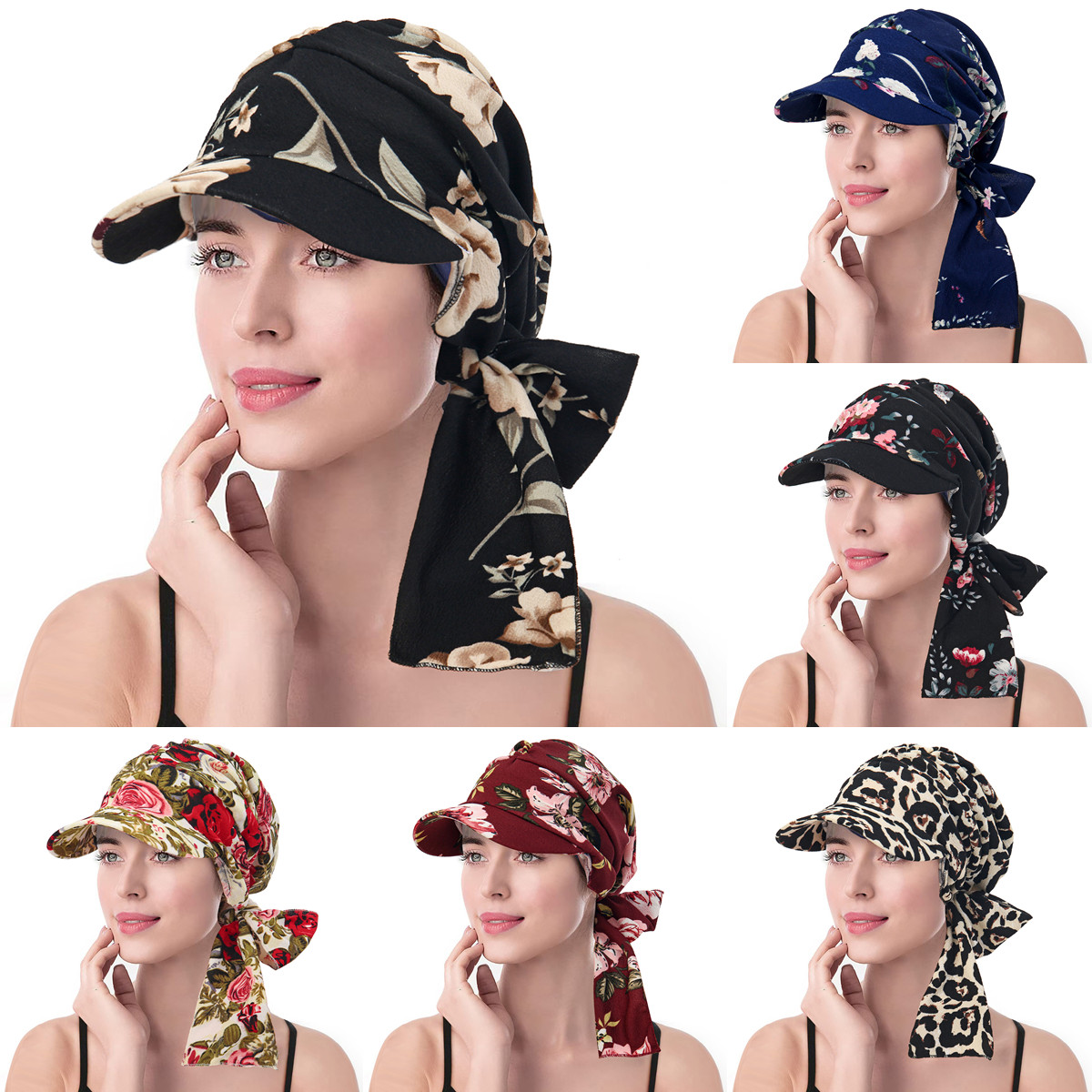 Vintage élégant Turban chapeaux avec bord femmes imprimer Hijab casquettes de Baseball bandeau mode musulman dames foulard