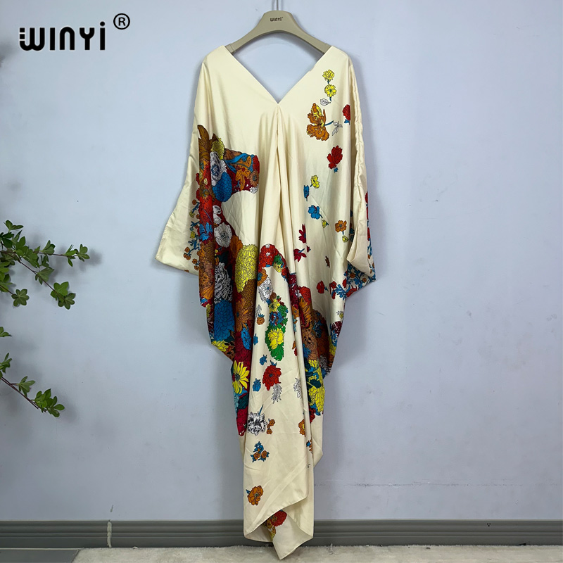 WINYI robe longueur: 130 cm mode turquie robes bohême imprimé Dashiki femmes longue caftan été couleur robes africaines pour femme