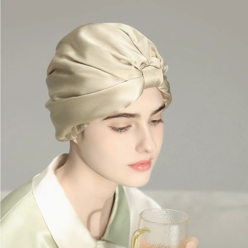 Bonnet de nuit en soie Pure, Bonnet de couchage en soie de mûrier, chapeau de perte de cheveux, Turban en soie naturelle pour cheveux, couvre-chef en soie pour femmes