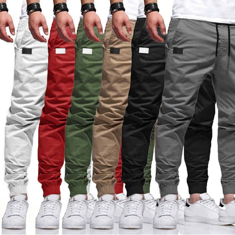 Pantalon Cargo Homme en Coton Printemps-Automne 2026 – Décontracté, Ample, Grandes Poches, Tendance Kaki, Style Harajuku Streetwear
