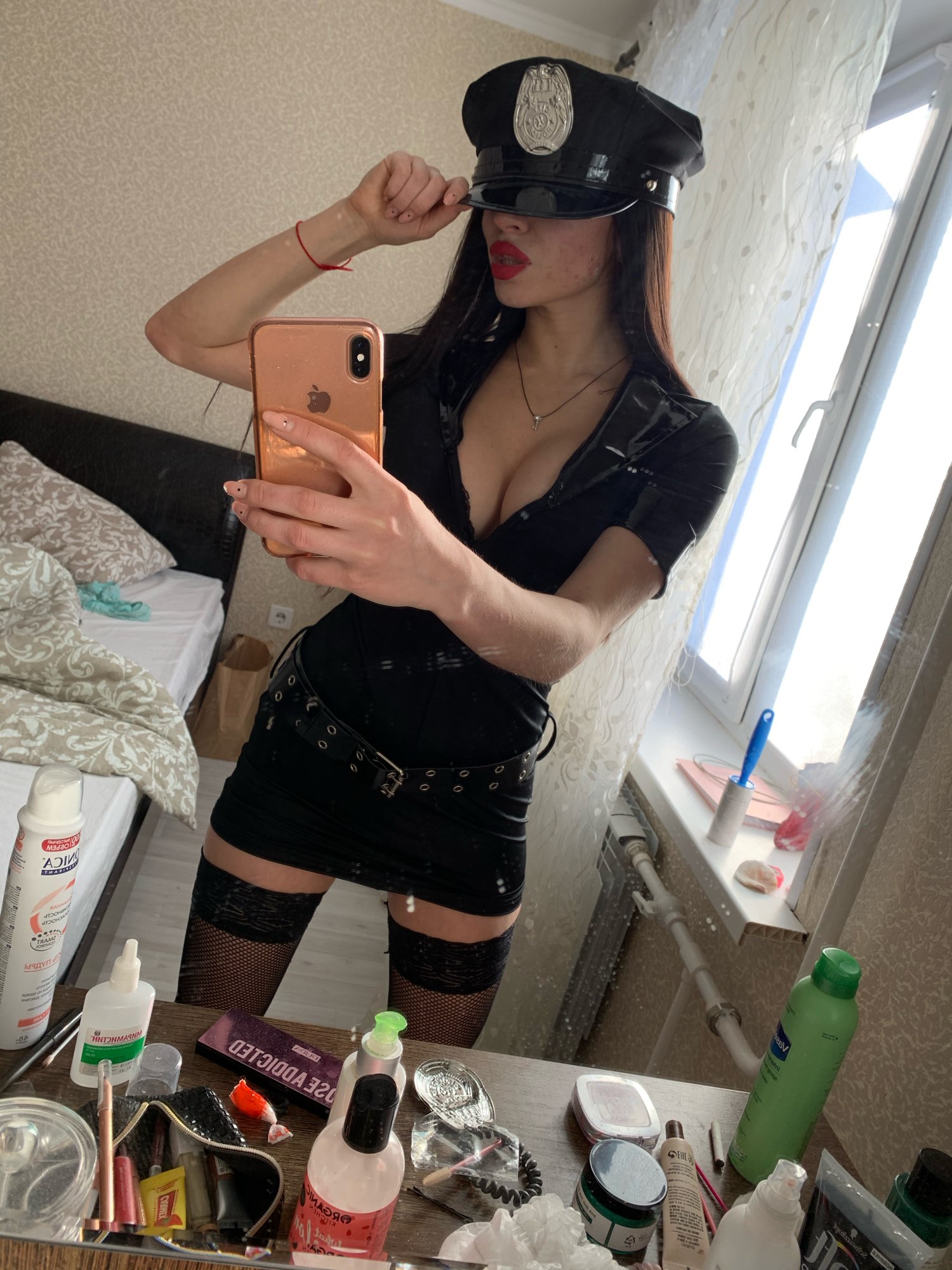 IOOTIANY Costume de policier sexy noir, uniforme de policier routier, tenue de policier femme pour Halloween, robe de soirée fantaisie