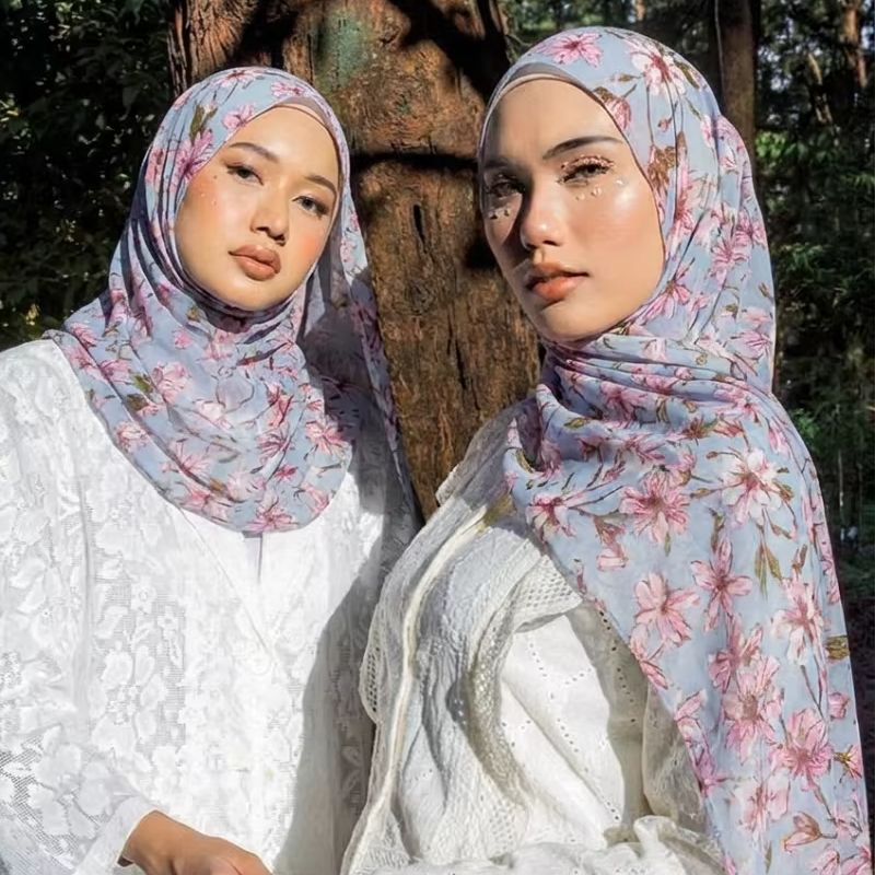Nouveau hijab imprimé en mousseline pour femmes musulmanes, châles longs et doux en mousseline, petits fragments floraux, foulard doux, couvre-chefs tendance