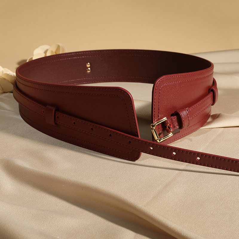 Ceinture de largeur Simple pour femmes, Vintage, large, en cuir véritable, à la mode