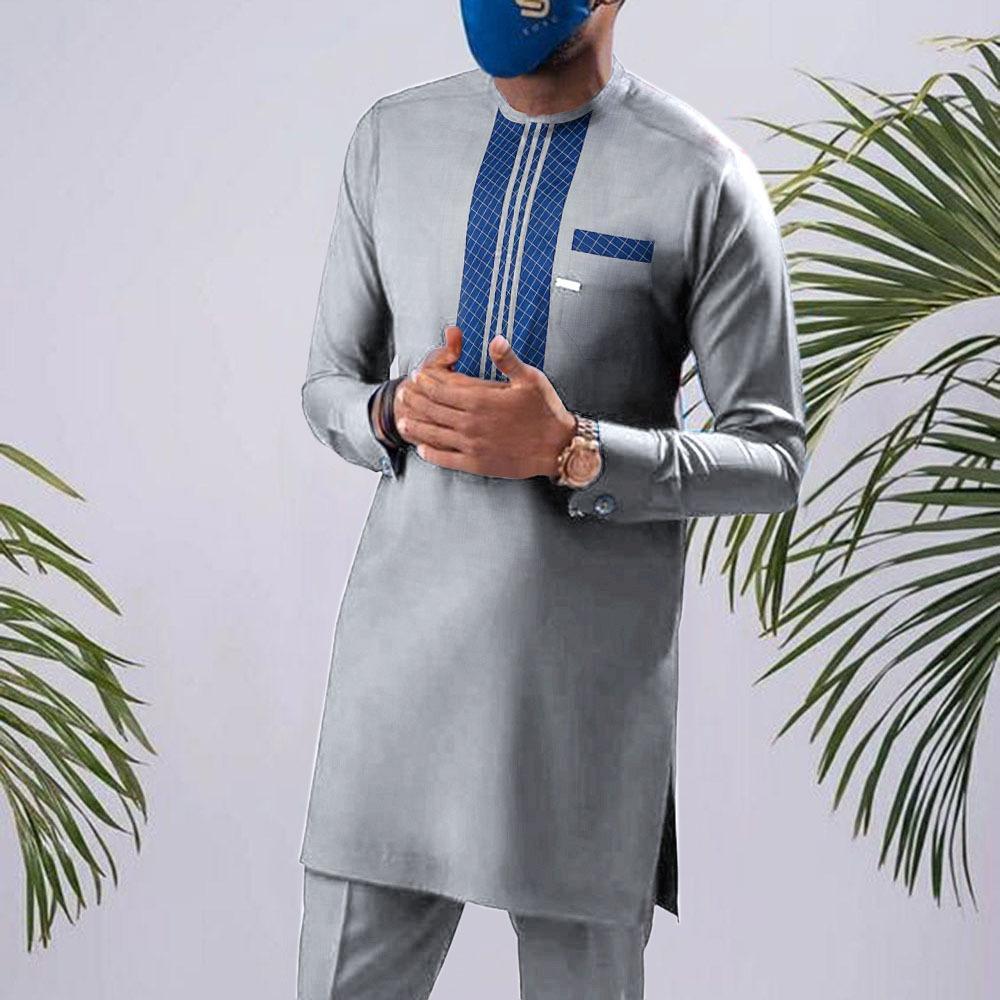 Costumes africains décontractés pour hommes avec poches, vêtements de créateurs brodés, tenues mouillées élégantes, caftan, Y et FJW, 2 pièces