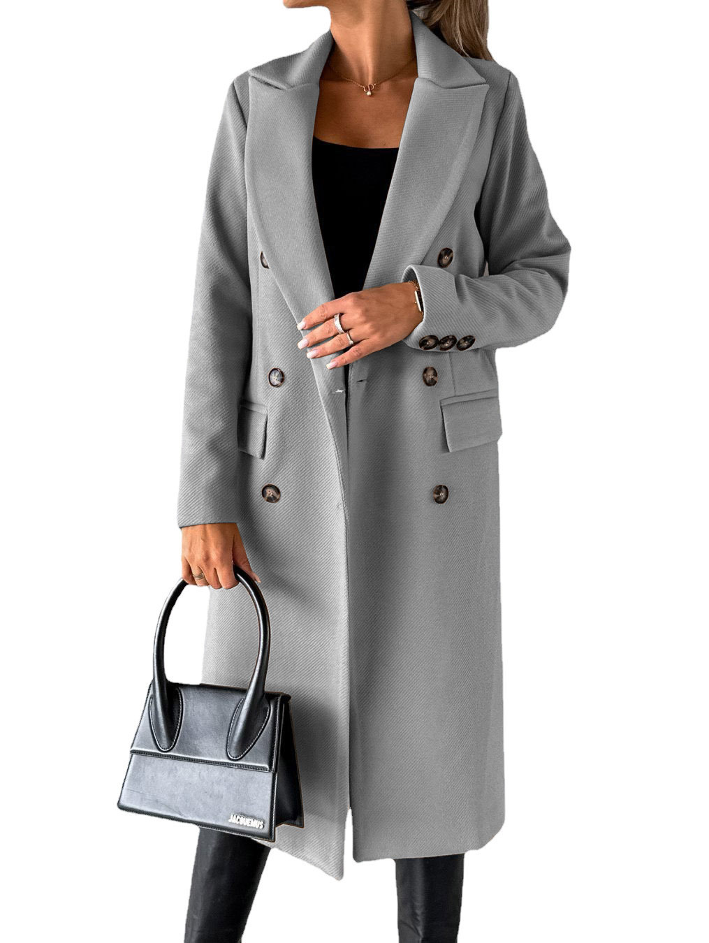 Manteau en Laine Décontracté pour Femme, Manches Longues, Style Urbain Rétro, Vestes Tendance, Col Rabattu Boutonné, Nouveaux Manteaux d'Hiver Classiques 2026
