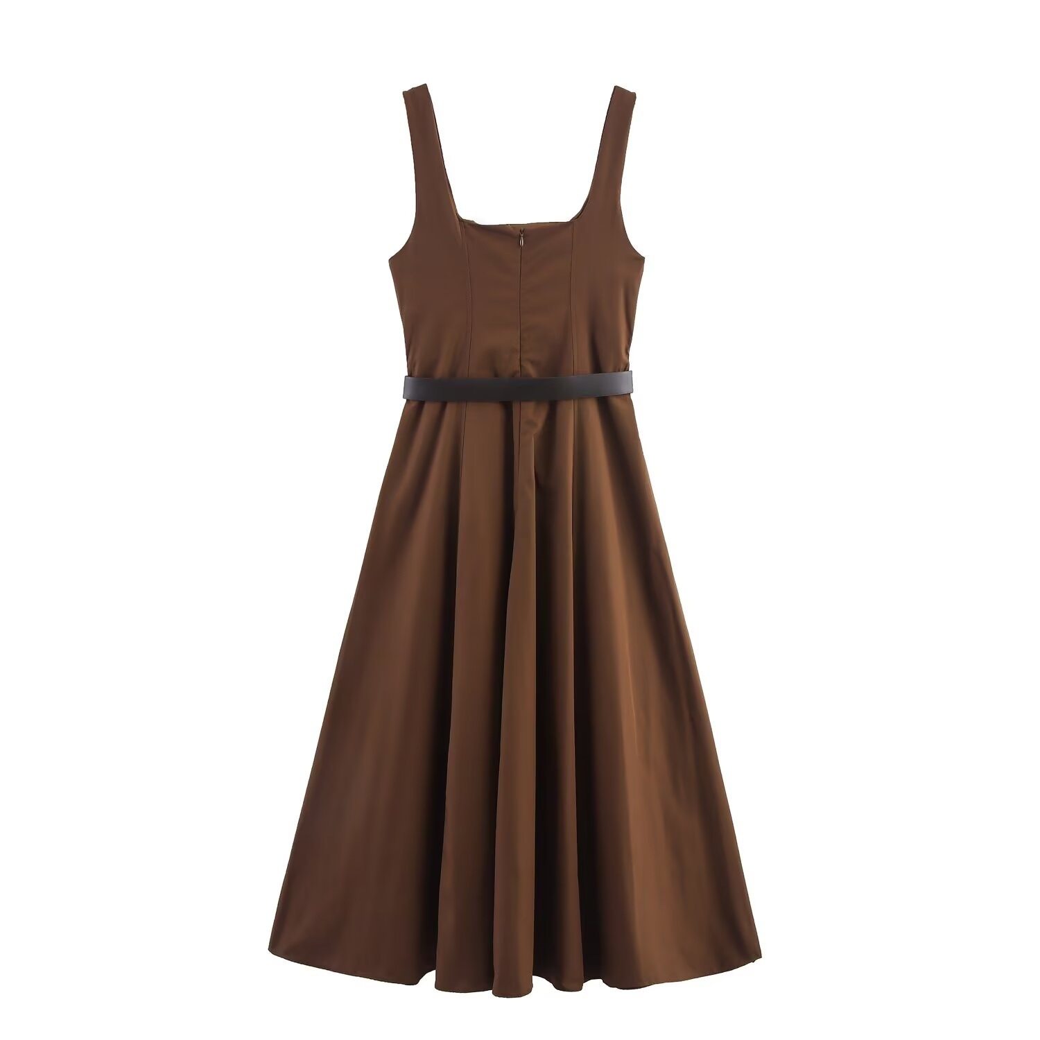 Robe Midi Élégante sans Bretelles avec Ceinture, Style Décontracté et Noble, Tissu Polyester, Nouvelle Collection Été 2025