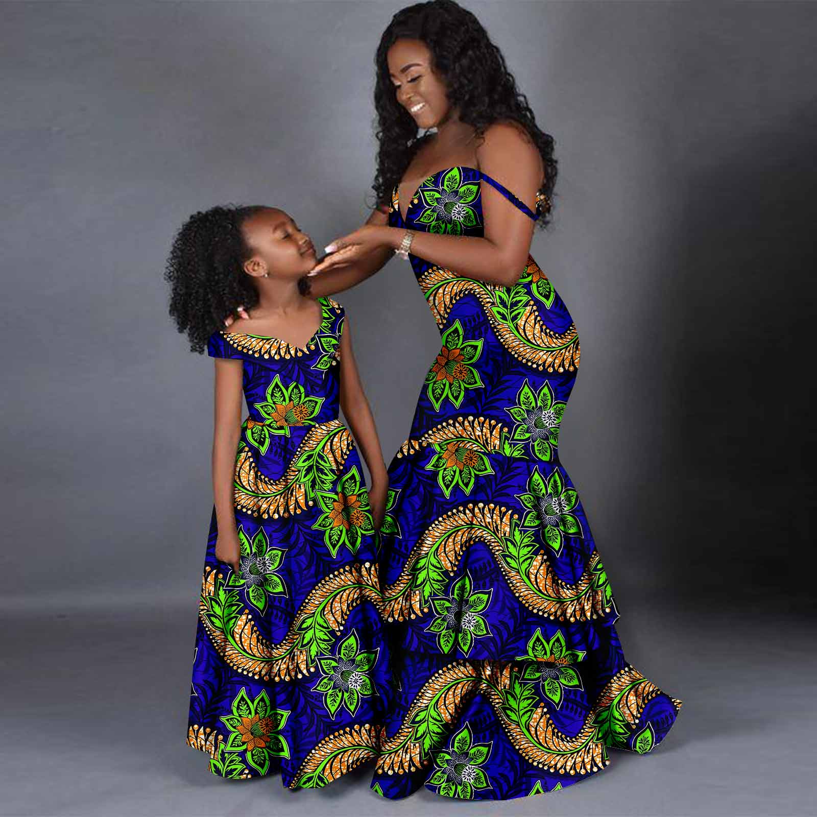 Robe longue à imprimé africain pour femmes et filles, dashiki, tenues assorties, vêtements de famille éducatifs, bazin riche, 24F5001