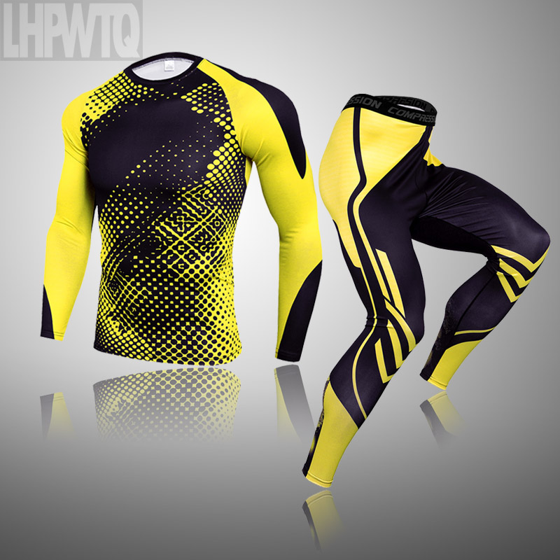 Ensemble de jogging de compression pour hommes, sous-vêtements thermiques d'hiver, tenues de sport, survêtement chaud pour hommes, vêtements de protection contre les éruptions cutanées, vêtements de MMA, taille 3XL